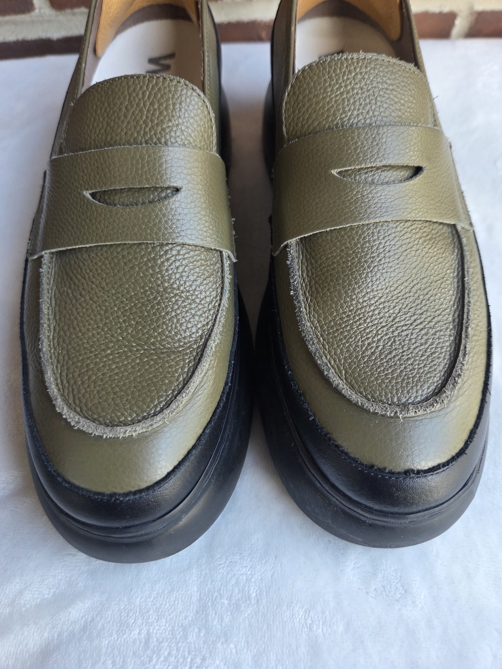 Wonders Leather Platform Penny Loafers Olive Black EU 39 Made in Spain - Picture 3 of 16